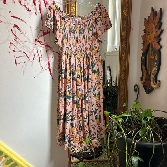 C&C California Pink Pineapple Print Midi Dress - Picture 4 of 16